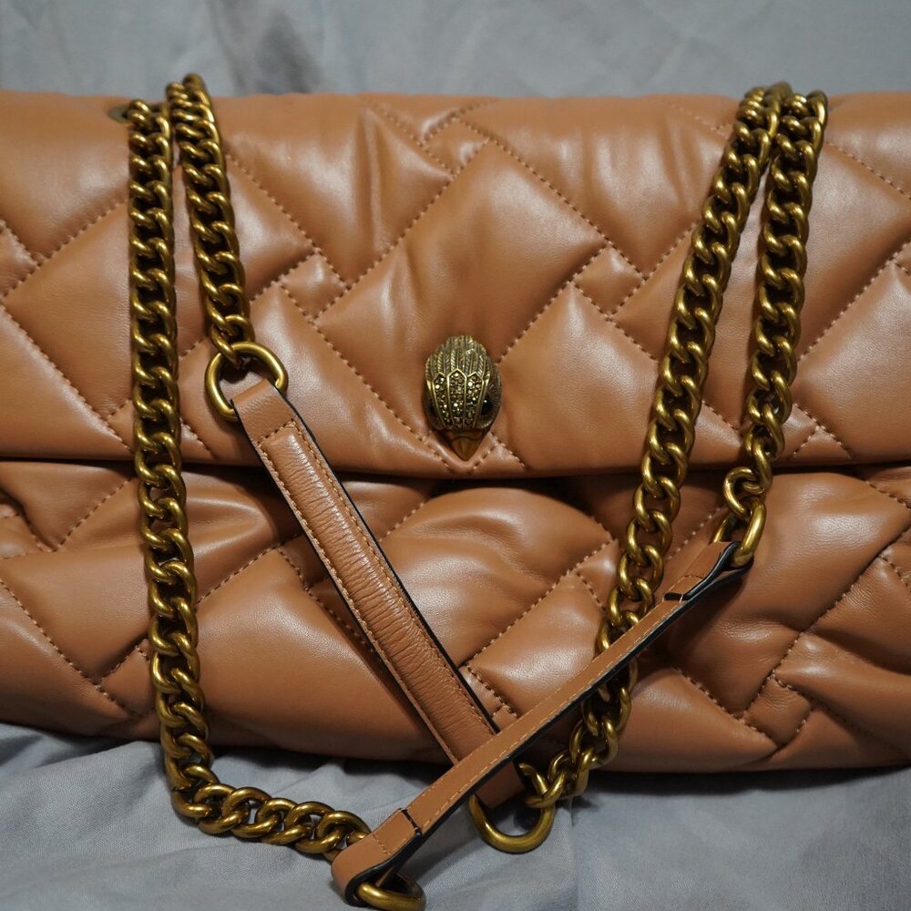 Kurt Geiger Tan Quilted Bag with Gold Chain